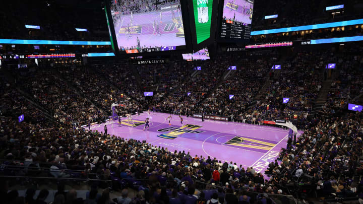 Nov 17, 2023; Salt Lake City, Utah, USA; A general view of Delta Center in the first quarter the game between the Utah Jazz and the Phoenix Suns. Mandatory Credit: Rob Gray-USA TODAY Sports