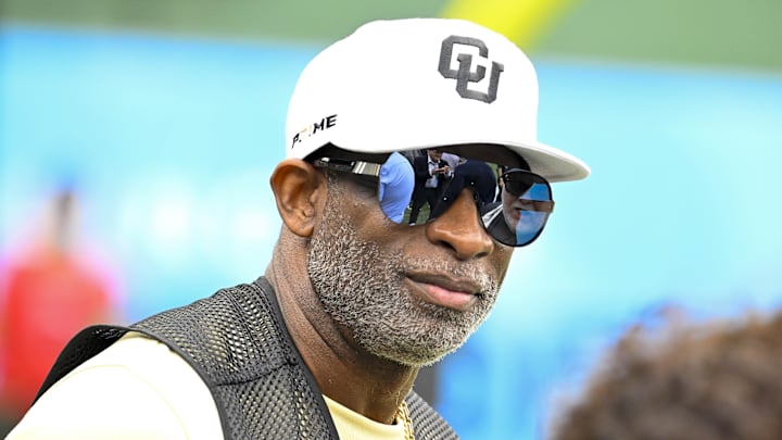 Mar 30, 2024; Arlington, TX, USA; Colorado Buffaloes football head coach Deion Sanders before the