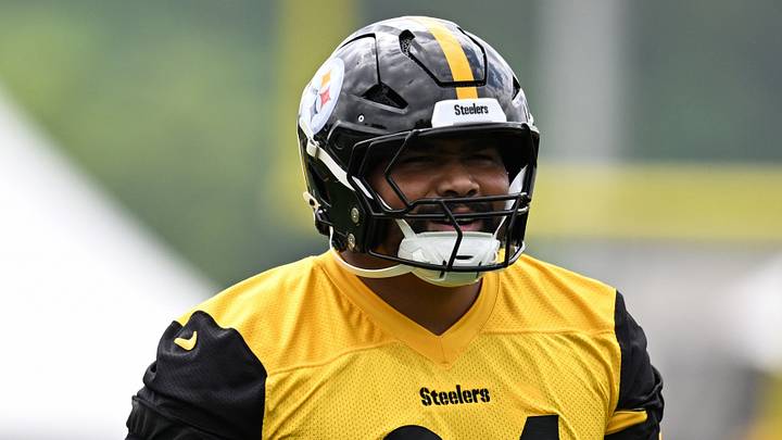 Jul 29, 2026; Latrobe, PA, USA; Pittsburgh Steelers defensive end Yahya Black (94) participates in a  practice session at training camp at Saint Vincent College. Mandatory Credit: Barry Reeger-Imagn Images