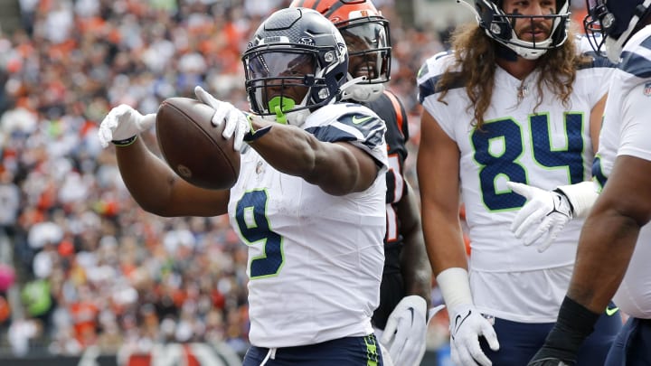 Oct 15, 2023; Cincinnati, Ohio, USA;  Seattle Seahawks running back Kenneth Walker III (9)