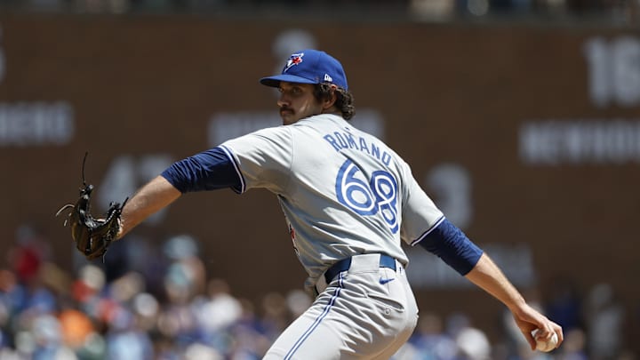 Toronto Blue Jays pitcher Jordan Romano (68) pitches during the eighth inning of the game against the Detroit Tigers at Comerica Park on May 25. Toronto Blue Jays pitcher Jordan Romano (68) pitches during the eighth inning of the game against the Detroit Tigers at Comerica Park on May 25.
