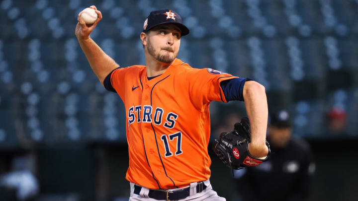 Jul 25, 2022; Oakland, California, USA; Houston Astros starting pitcher Jake Odorizzi (17)
