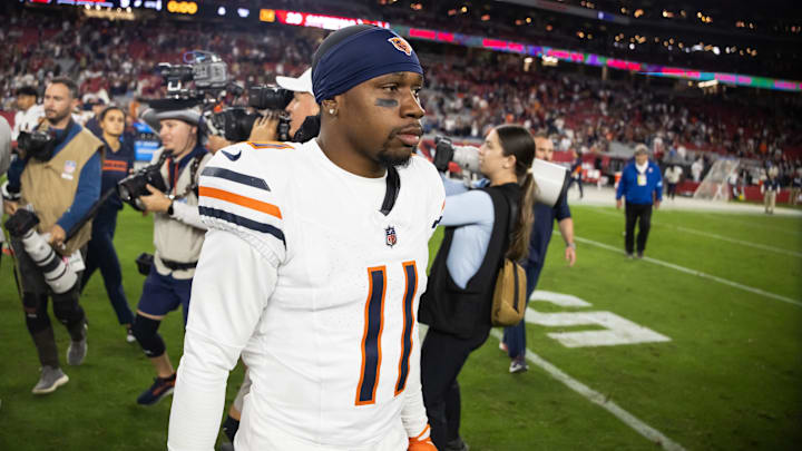 Nov 3, 2024; Glendale, Arizona, USA; Chicago Bears wide receiver DeAndre Carter (11) against the Arizona Cardinals at State Farm Stadium. Mandatory Credit: Mark J. Rebilas-Imagn Images