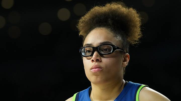 Aug 15, 2026; Las Vegas, Nevada, USA; Minnesota Lynx guard Olivia Miles (5) looks on against the Las Vegas Aces in the fourth quarter at Michelob Ultra Arena. Mandatory Credit: Candice Ward-Imagn Images