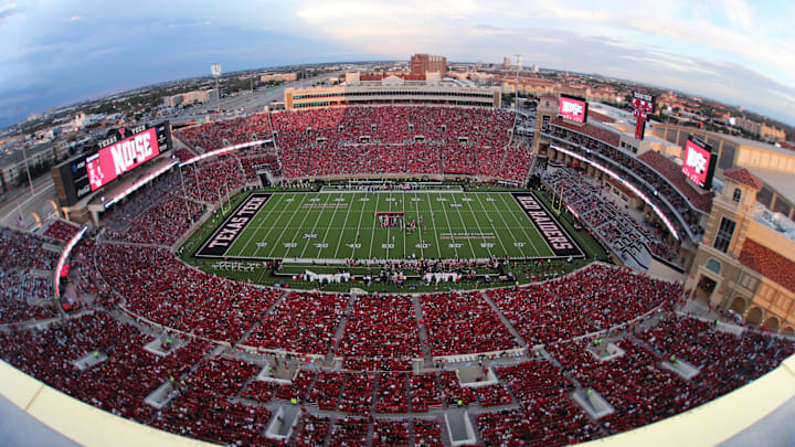 Aug 30, 2025; Lubbock, Texas, USA;  A general view of Jones AT&T Stadium during the first half of the game between the Texas Tech Red Raiders and Arkansas-Pine Bluff Golden Lions. Mandatory Credit: Michael C. Johnson-Imagn Images