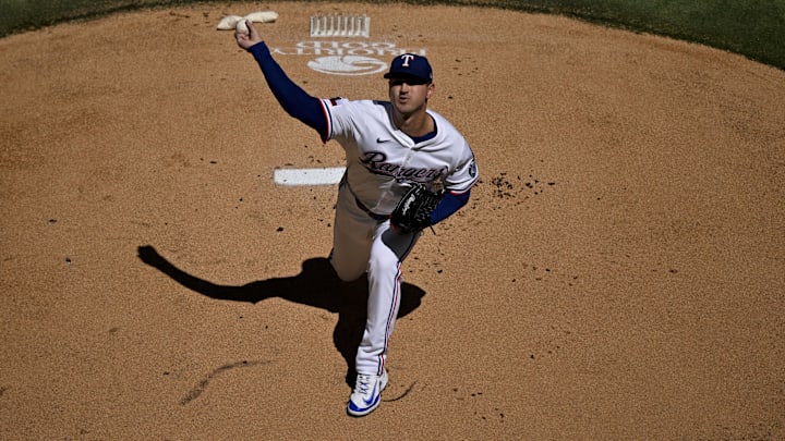Sep 25, 2025; Arlington, Texas, USA; Texas Rangers starting pitcher Tyler Mahle (51) throws the ball during the first inning against the Minnesota Twins at Globe Life Field. Mandatory Credit: Jerome Miron-Imagn Images Sep 25, 2025; Arlington, Texas, USA; Texas Rangers starting pitcher Tyler Mahle (51) throws the ball during the first inning against the Minnesota Twins at Globe Life Field. Mandatory Credit: Jerome Miron-Imagn Images