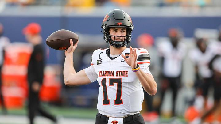 Oklahoma State Cowboys quarterback Drew Mestemaker. Oklahoma State Cowboys quarterback Drew Mestemaker.