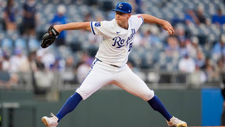 Apr 21, 2026; Kansas City, Missouri, USA; Kansas City Royals pitcher Kris Bubic (50) pitches during the first inning against the Baltimore Orioles at Kauffman Stadium. Mandatory Credit: Jay Biggerstaff-Imagn Images