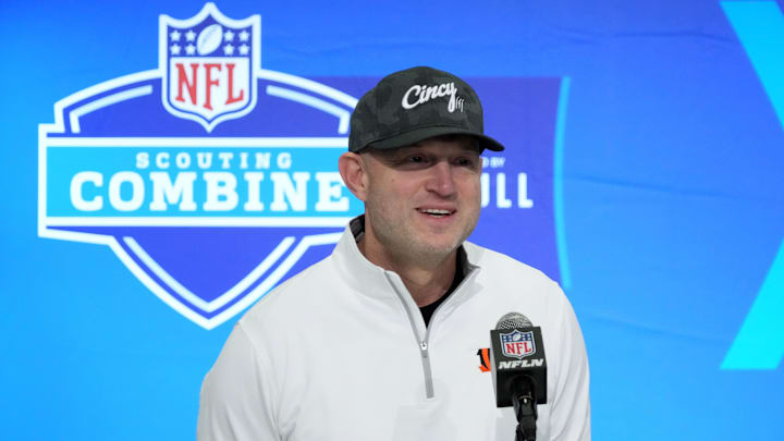 Feb 27, 2024; Indianapolis, IN, USA; Cincinnati Bengals general manager Duke Tobin during the NFL Scouting Combine at Indiana Convention Center. Mandatory Credit: Kirby Lee-Imagn Images