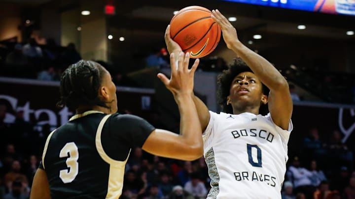Sophomore Guard Brandon McCoy of St. John Bosco (California) prepares to shoot the ball during the championship game of the Tournament of Champions against Paul VI Catholic (Virginia) at Great Southern Bank Arena in 2024. Sophomore Guard Brandon McCoy of St. John Bosco (California) prepares to shoot the ball during the championship game of the Tournament of Champions against Paul VI Catholic (Virginia) at Great Southern Bank Arena in 2024.