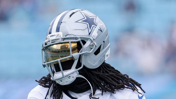 Dallas Cowboys cornerback Trevon Diggs warms up before the game against the Carolina Panthers. Dallas Cowboys cornerback Trevon Diggs warms up before the game against the Carolina Panthers.
