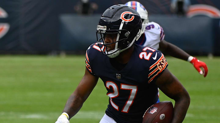 Aug 21, 2021; Chicago, Illinois, USA;   Chicago Bears cornerback Thomas Graham Jr. (27) during the second half against the Buffalo Bills at Soldier Field. Mandatory Credit: Matt Marton-Imagn Images