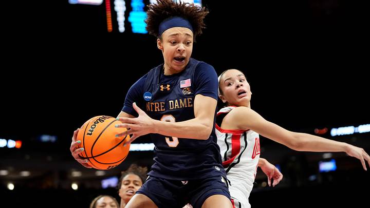 Notre Dame guard Hannah Hidalgo had 26 points, 12 rebounds and eight steals against Ohio State on Monday.