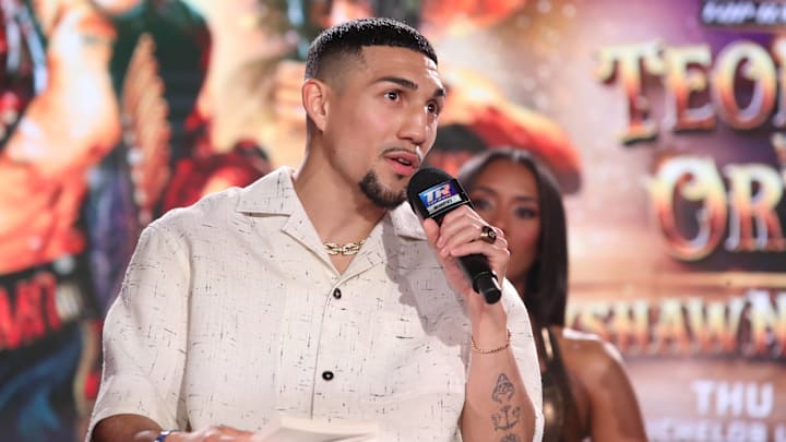 Teofimo Lopez, WBO and Ring Magazine junior welterweight champion, speaks on February 2, 2024.