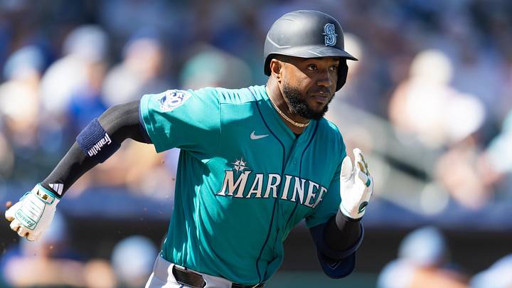Feb 25, 2026; Surprise, Arizona, USA; Seattle Mariners outfielder Victor Robles against the Kansas City Royals during a spring training game at Surprise Stadium. Mandatory Credit: Mark J. Rebilas-Imagn Images Feb 25, 2026; Surprise, Arizona, USA; Seattle Mariners outfielder Victor Robles against the Kansas City Royals during a spring training game at Surprise Stadium. Mandatory Credit: Mark J. Rebilas-Imagn Images
