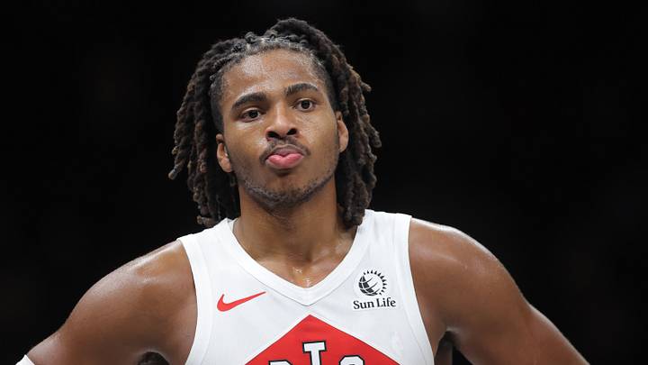 Nov 11, 2025; Brooklyn, New York, USA; Toronto Raptors forward Collin Murray-Boyles (12) during the third quarter against the Brooklyn Nets at Barclays Center. Mandatory Credit: Brad Penner-Imagn Images Nov 11, 2025; Brooklyn, New York, USA; Toronto Raptors forward Collin Murray-Boyles (12) during the third quarter against the Brooklyn Nets at Barclays Center. Mandatory Credit: Brad Penner-Imagn Images