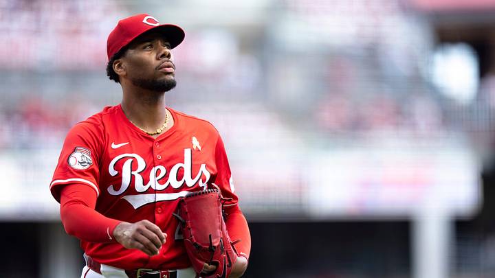 Cincinnati Reds pitcher Hunter Greene (21) walks back to the dugout in the sixth inning between Cincinnati Reds and New York Mets at Great American Ball Park in Cincinnati on Sept. 7, 2025.