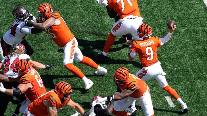 Bengals offensive line creates a clean pocket for Joe Burrow Bengals offensive line creates a clean pocket for Joe Burrow