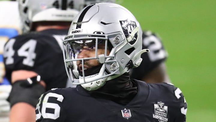 Dec 17, 2020; Paradise, Nevada, USA; Las Vegas Raiders safety Daryl Worley (36) against the Los Angeles Chargers at Allegiant Stadium. Mandatory Credit: Mark J. Rebilas-Imagn Images Dec 17, 2020; Paradise, Nevada, USA; Las Vegas Raiders safety Daryl Worley (36) against the Los Angeles Chargers at Allegiant Stadium. Mandatory Credit: Mark J. Rebilas-Imagn Images