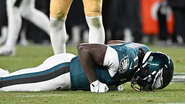 Jan 11, 2026; Philadelphia, PA, USA; Philadelphia Eagles wide receiver A.J. Brown (11) reacts after failing to make a catch against the San Francisco 49ers Jan 11, 2026; Philadelphia, PA, USA; Philadelphia Eagles wide receiver A.J. Brown (11) reacts after failing to make a catch against the San Francisco 49ers