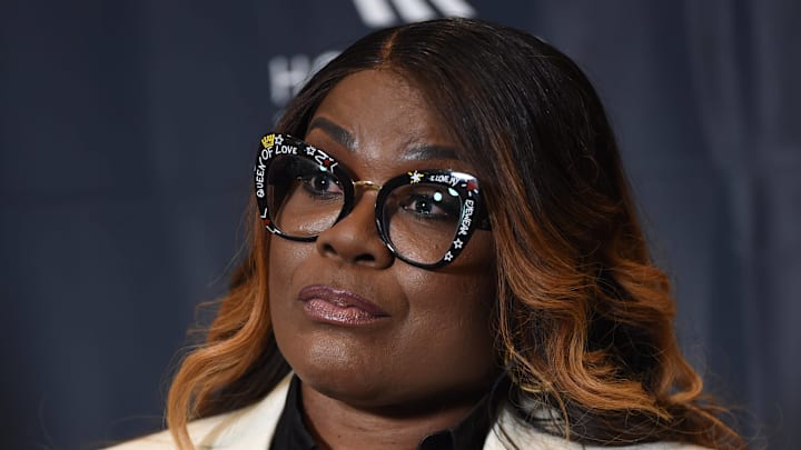 Sheryl Swoopes wearing her Houston Sports Hall of Fame jacket during the 2022 Houston Sports Awards.
