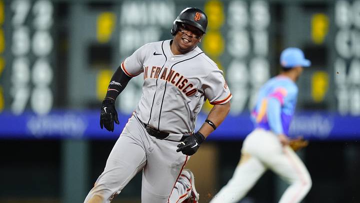 May 29, 2026; Denver, Colorado, USA; San Francisco Giants first baseman Rafael Devers (16) runs out a triple in the ninth inning against the Colorado Rockies at Coors Field. Mandatory Credit: Ron Chenoy-Imagn Images May 29, 2026; Denver, Colorado, USA; San Francisco Giants first baseman Rafael Devers (16) runs out a triple in the ninth inning against the Colorado Rockies at Coors Field. Mandatory Credit: Ron Chenoy-Imagn Images