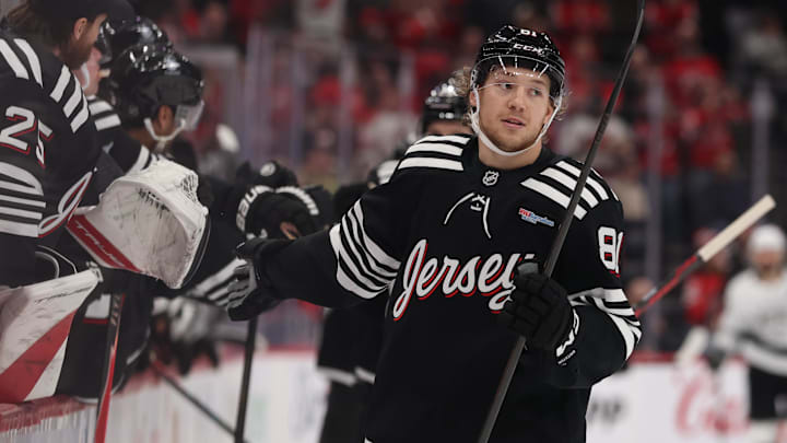 New Jersey Devils right wing Arseny Gritsyuk (81): Ed Mulholland-Imagn Images