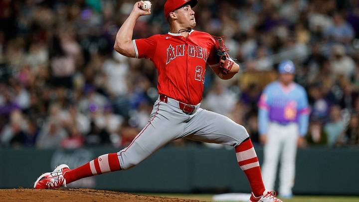 Sep 19, 2025; Denver, Colorado, USA; Los Angeles Angels relief pitcher Robert Stephenson (24) pitches in the seventh inning against the Colorado Rockies at Coors Field. Mandatory Credit: Isaiah J. Downing-Imagn Images Sep 19, 2025; Denver, Colorado, USA; Los Angeles Angels relief pitcher Robert Stephenson (24) pitches in the seventh inning against the Colorado Rockies at Coors Field. Mandatory Credit: Isaiah J. Downing-Imagn Images