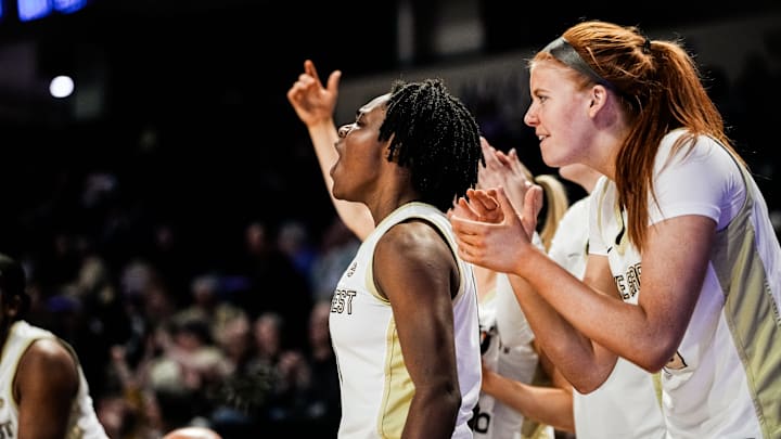 Wake Forest Women's Basketball players react as the Deacs went on to beat Radford 71-64 in the season opener. Wake Forest Women's Basketball players react as the Deacs went on to beat Radford 71-64 in the season opener.