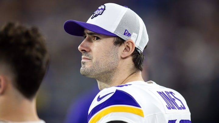 Jan 13, 2025; Glendale, AZ, USA; Minnesota Vikings quarterback Daniel Jones (13) against the Los Angeles Rams during an NFC wild card game at State Farm Stadium. Mandatory Credit: Mark J. Rebilas-Imagn Images Jan 13, 2025; Glendale, AZ, USA; Minnesota Vikings quarterback Daniel Jones (13) against the Los Angeles Rams during an NFC wild card game at State Farm Stadium. Mandatory Credit: Mark J. Rebilas-Imagn Images