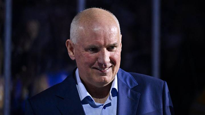 Mar 25, 2024; St. Louis, Missouri, USA;  St. Louis Blues general manager Doug Armstrong looks on before a game against the Vegas Golden Knights at Enterprise Center. Mandatory Credit: Jeff Curry-Imagn Images