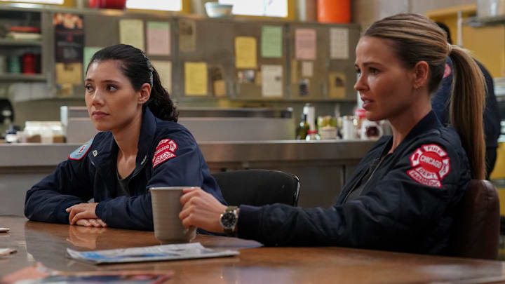 CHICAGO FIRE -- "Quicksand" Episode 13008 -- Pictured: (l-r) Hanako Greensmith as Violet Mikami, Jocelyn Hudon as Lyla Novak 