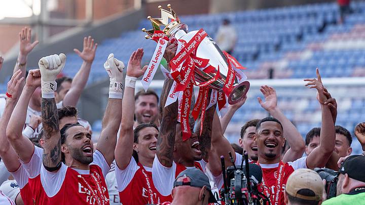 Arsenal ended their 22-year wait for the Premier League trophy. Arsenal ended their 22-year wait for the Premier League trophy.