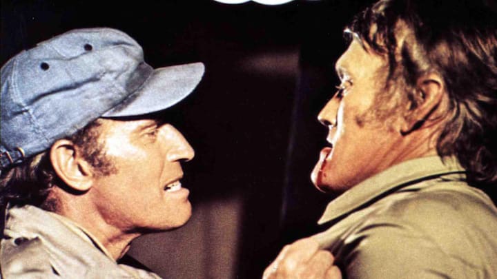 Charlton Heston (L) confronts Chuck Connors (R) in 'Soylent Green.'