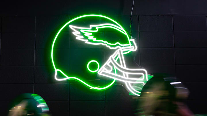 Kelly Green LED Helmet Sign from the Player Entrance Tunnel at Lincoln Financial Field