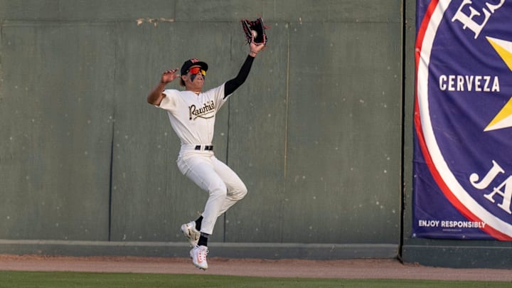 Visalia Rawhide's Druw Jones fields a hit ball against Tuesday, April 11, 2023 against the Rancho Cucamonga Quakes.

0411 Bb Rc Rawhide 7451t