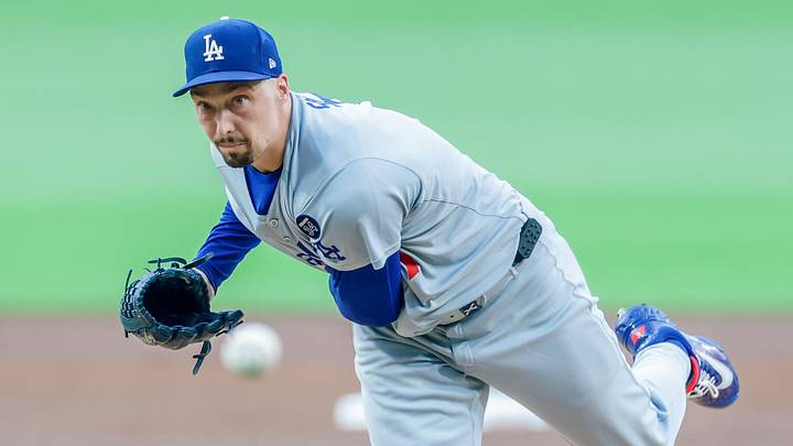 Aug 22, 2025; San Diego, California, USA; Los Angeles Dodgers starting pitcher Blake Snell (7) throws a pitch during the first inning against the San Diego Padres at Petco Park. Mandatory Credit: David Frerker-Imagn Images Aug 22, 2025; San Diego, California, USA; Los Angeles Dodgers starting pitcher Blake Snell (7) throws a pitch during the first inning against the San Diego Padres at Petco Park. Mandatory Credit: David Frerker-Imagn Images