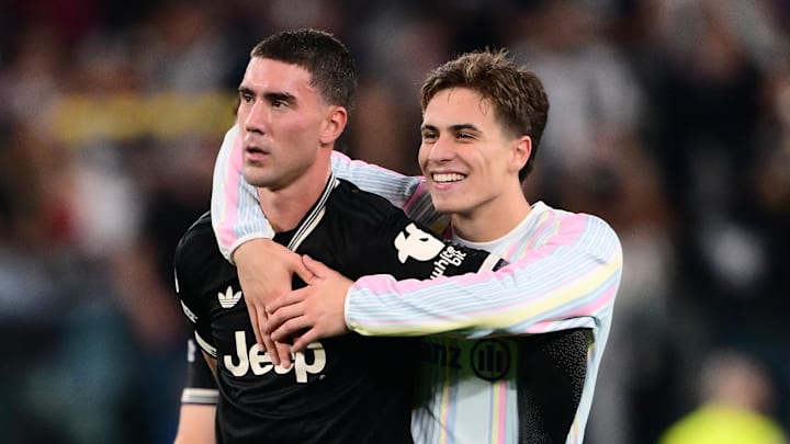 Juve's Dusan Vlahovic, left, and Kenan Yildiz have a clear understanding between them on how to break down opponents