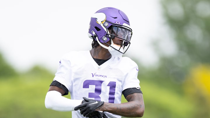 Khyree Jackson on May 20, 2024 during the first day of Vikings OTAs. Khyree Jackson on May 20, 2024 during the first day of Vikings OTAs.