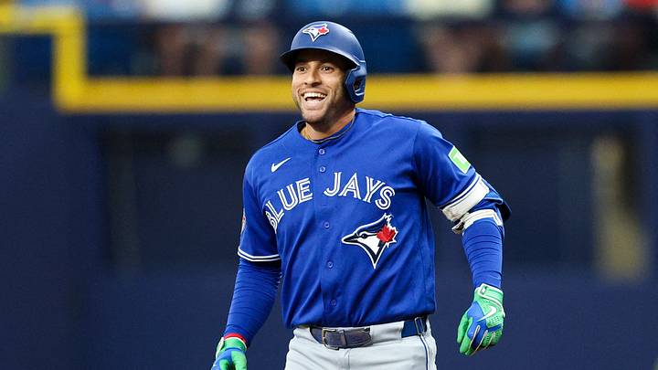 Toronto Blue Jays designated hitter George Springer (4). Mandatory Credit: Nathan Ray Seebeck-Imagn Images Toronto Blue Jays designated hitter George Springer (4). Mandatory Credit: Nathan Ray Seebeck-Imagn Images