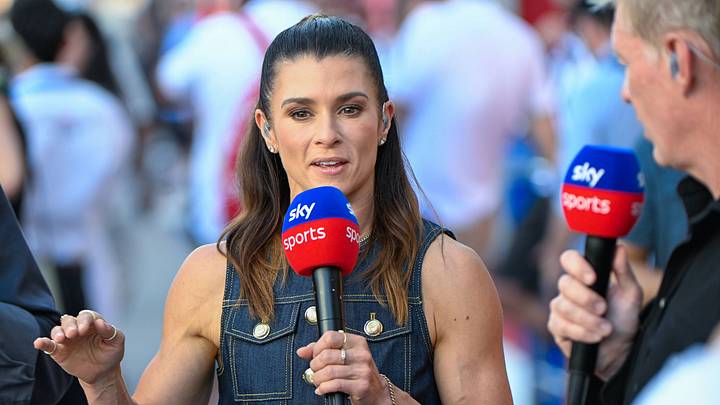 AUSTIN, TX - OCTOBER 18: Danica Patrick performs a live shot on the Sky Sports set before the qualifying session of the Formula 1 MSC Cruises United States Grand Prix on October 18, 2025.