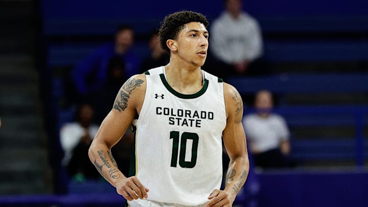 Feb 25, 2025; Colorado Springs, Colorado, USA; Colorado State Rams guard Nique Clifford (10) in the first half against the Air Force Falcons at Clune Arena. Mandatory Credit: Isaiah J. Downing-Imagn Images Feb 25, 2025; Colorado Springs, Colorado, USA; Colorado State Rams guard Nique Clifford (10) in the first half against the Air Force Falcons at Clune Arena. Mandatory Credit: Isaiah J. Downing-Imagn Images