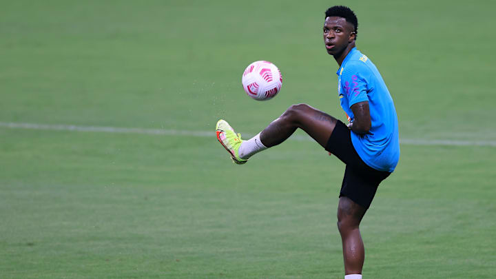 Vinicius Junior à l'entraînement avec l'équipe de Brésil.