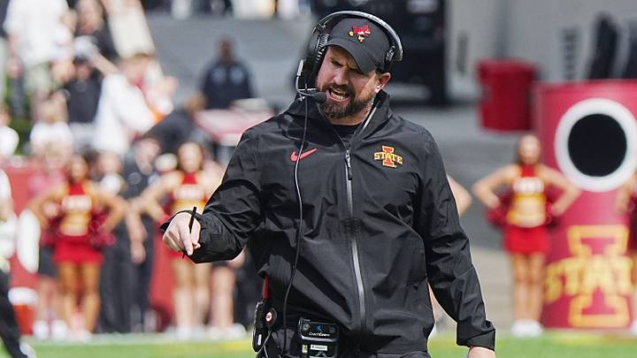 Iowa State football head coach Jimmy Rogers reacts after an interception against Bowling Green’s during the first quarter on Sept. 19, 2026, at Jack Trice Stadium in Ames. Iowa State football head coach Jimmy Rogers reacts after an interception against Bowling Green’s during the first quarter on Sept. 19, 2026, at Jack Trice Stadium in Ames.