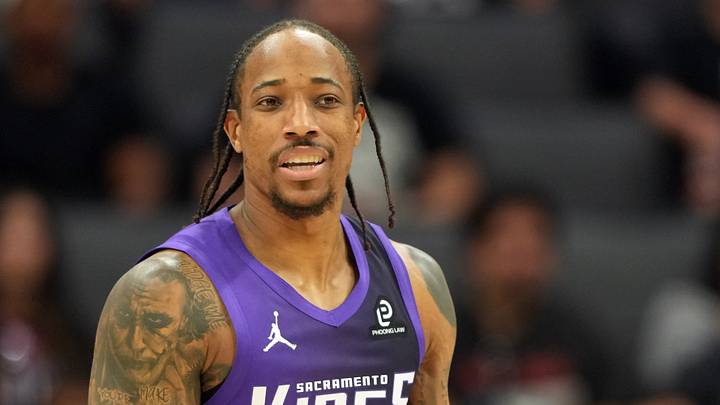 Apr 3, 2026; Sacramento, California, USA; Sacramento Kings guard DeMar DeRozan (10) during the second quarter against the New Orleans Pelicans at Golden 1 Center. Apr 3, 2026; Sacramento, California, USA; Sacramento Kings guard DeMar DeRozan (10) during the second quarter against the New Orleans Pelicans at Golden 1 Center.