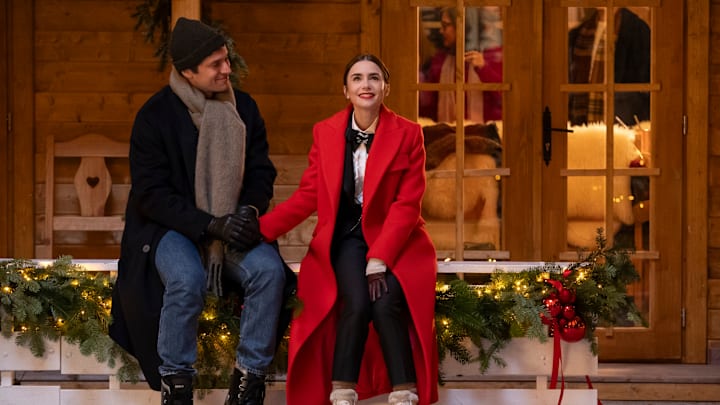 Emily in Paris. (L to R) Lucas Bravo as Gabriel, Lily Collins as Emily in episode 406 of Emily in Paris. Cr. Stephanie Branchu/Netflix © 2024