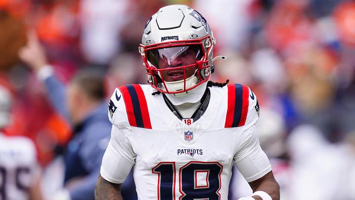Jan 25, 2026; Denver, CO, USA; New England Patriots wide receiver Kyle Williams (18) practices before the 2026 AFC Championship Game at Empower Field at Mile High. Mandatory Credit: Ron Chenoy-Imagn Images Jan 25, 2026; Denver, CO, USA; New England Patriots wide receiver Kyle Williams (18) practices before the 2026 AFC Championship Game at Empower Field at Mile High. Mandatory Credit: Ron Chenoy-Imagn Images
