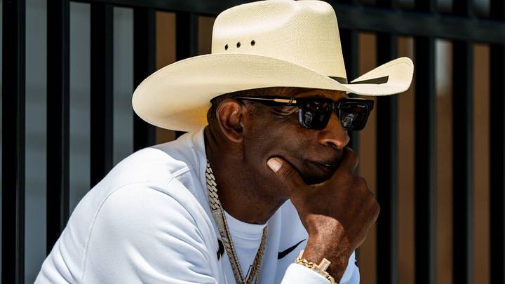 Deion Sanders takes in the second day of Cleveland Browns training camp, July 30, 2026, in Berea, Ohio. Deion Sanders takes in the second day of Cleveland Browns training camp, July 30, 2026, in Berea, Ohio.