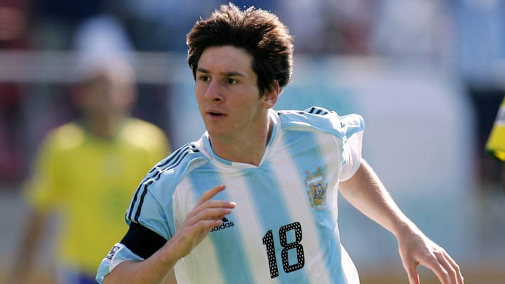 A young Lionel Messi in action for Argentina's U-20s.
