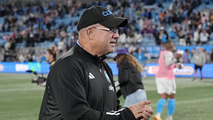 Oct 21, 2023; Charlotte, North Carolina, USA; Charlotte FC owner David Tepper reacts after their win